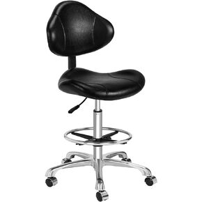 Ergonomic Drafting Chair with Back Support,Multi-Functional Height Adjustable Swivel Rolling Stool,Multi-Purpose Home Office Desk Chair (Black)