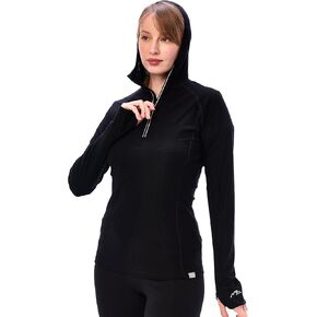 Merino.tech Merino Wool Hoodie Women - 100% Merino Wool Base Layer Women Half Zip Lightweight Thermal Long Sleeve Shirt