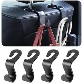 Ziciner Car Seat Headrest Hooks, 4 Pack Auto Durable Backseat Hangers Storage Organizer, Universal Vehicle Interior Holder Accessories for Purse, Grocery Bags, Handbag, Cloths ect (Beige)