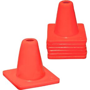 Koozam Sports 6 Pack Heavy Duty 6 Inch Sports Pro Training Cones - Won't Fly Away in Wind Or Crack for Football, Soccer, Parking, Construction, Safety & More