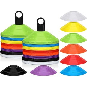 80 Pcs Soccer Cones for Drills with 2 Holders Disc Cones Multi Color Sports Cones Agility Training Equipment Field Markers for Kids Youth Football Basketball Playing Field Ball Game Practice, 8 Colors