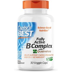 Doctor's Best Fully Active B Complex, Non-GMO, Gluten & Soy Free, Vegan, Supports Energy Production, 30 Count