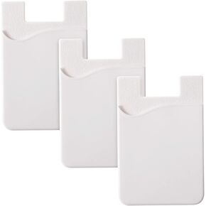 محفظة حامل بطاقات الهاتف الخلوي، 3 قطع، حافظة من السيليكون ذاتية اللصق رفيعة للغاية لبطاقة الائتمان وبطاقة الهوية وجيب لهاتف iPhone وSamsung Huawei والهواتف الذكية الأخرى (أبيض) in Kuwait