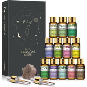 12PCS Essential Oils Set with Diffused Wood and Nice Box, 5ml Essential Oils for Diffusers for Home, Gifts for Families and Friends