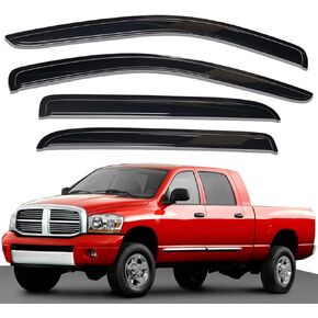 Lightronic WV94845 Outside-Mount Car Window Rain Guards Deflectors & Visors, Dark Smoke, 4-Pieces Set, Fits 2006-2008 Dodge Ram 1500, 2006-2009 Dodge Ram 2500 & 3500, Mega Cab