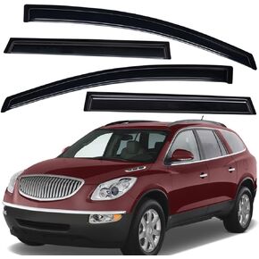 Lightronic WV94657 Outside-Mount Car Window Rain Guards Deflectors & Visors, Dark Smoke, 4-Pieces Set, Fits 2008-2017 Buick Enclave