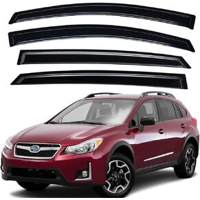 Lightronic WV82709 Outside-Mount Car Window Rain Guards Deflectors & Visors, Dark Smoke, 4-Pieces Set, Fits Subaru 2013-2015 XV CrossTrek, 2016-2017 CrossTrek, 2012-2016 Impreza Hatchback