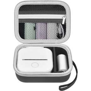 ANKHOH Label Maker Case for Memoking T02/ for Phomemo M02/ M02S/ M02 Pro/ Q30S/ for Ponek Mini Pocket Printer, Portable Sticker Printer Storage Holder Organizer Bag Paper&USB Cables, Box Only (Purple)