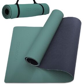 COOLMOON Yoga Mat Non Slip, Anti-Tear 1/4 Thick TPE Yoga Mats for Women and Men, 72"x24" Exercise & Fitness Mat with Carrying Strap, Workout Mats for Yoga, Pilates and Floor Exercise