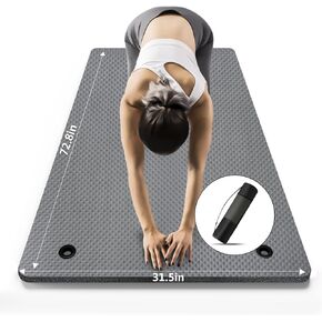 LFS Yoga Mat 31.5 inch 10mm Hangable Extra Wide and Extra Thick Non Slip Exercise & Fitness Yoga Mat with Band and Yoga Bag for All Yoga Outdoor Practice, Pilates & Floor Workout
