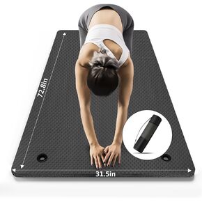 LFS Yoga Mat 31.5 inch 10mm Hangable Extra Wide and Extra Thick Non Slip Exercise & Fitness Yoga Mat with Band and Yoga Bag for All Yoga Outdoor Practice, Pilates & Floor Workout