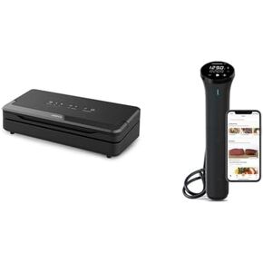 Anova Culinary Precision Vacuum Sealer Pro, Includes 1 Bag Roll, For Sous Vide and Food Storage, black, medium & Sous Vide Precision Cooker Nano 3.0