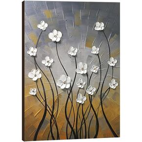 Wieco Art Framed Wall Art Morning Dancing Floral Oil Paintings Canvas Wall Art Modern Grace Abstract Flowers Artwork for Living Room Bedroom Home Decorations Wall Decor with Golden Frame
