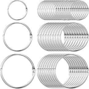 300 Pcs Loose Leaf Binder Rings Assorted Sizes 1/1.5/2 Inches Book Rings Notebook Paper Rings, Metal Rings O Ring Clip Index Card Rings Ring Hooks for School Classroom Office Home