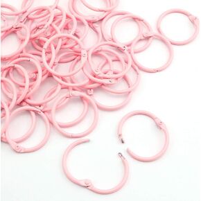 heyous 50pcs 1 Inch Pink Book Ring Metal Loose Leaf Ring, 25mm Book Binder Hinged Buckle Rings