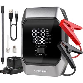 Portable Car Jump Starter with Air Compressor,160PSI Digital Tire Inflator & 8000mAh Battery Booster for 3.5L Gas Engine/4.0L Diesel Engine 12V Car Lithium Battery Safe Jump Box Pack Power Charger