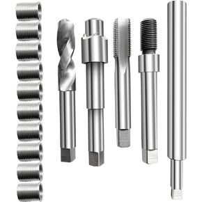 M14x1.25 * 17 Thread Repair Kit, Total Length Up to 11 Inches, Car Engine/Spark Plug Repair Kit, 10 Stainless Steel Inserts, with a 150mm Extension Rod