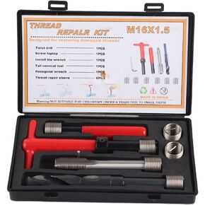 11Pcs M16x1.5 Thread Repair Kit Thread Sleeve Screw Thread Repairing Kit Stainless Steel Female Thread Repairing Accessory Assortment Kit Threaded Insert Tool