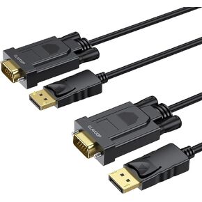 كابل DisplayPort إلى VGA بطول 3 أقدام، 2 حزمة، منفذ عرض إلى كابل منفذ VGA ذكر إلى ذكر مطلي بالذهب لأجهزة الكمبيوتر المكتبية ذات منافذ DP، والكمبيوتر المحمول لتوصيل شاشة منفذ VGA، والكمبيوتر الشخصي، والتلفزيون عالي الدقة in Kuwait