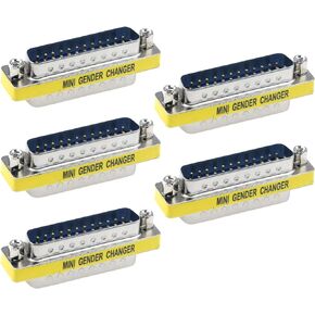 Semetall 5 Pack 25 Pin Mini Serial Cable Gender Changer Coupler VGA Adapter Video Transmission Straight Through Head(DB25,Male to Male)
