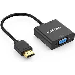 FEMORO HDMI to VGA Adapter Converter 1080P, HDMI Male to VGA Female Adaptor Cable for PC, Laptop, DVD, Projector, Ultrabook, Raspberry Pi, Chromebook - Black