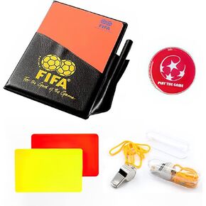 3 in 1 Football Soccer Referee kit,Referee Whistle,Toss Coin and Yellow Cards with Notebook