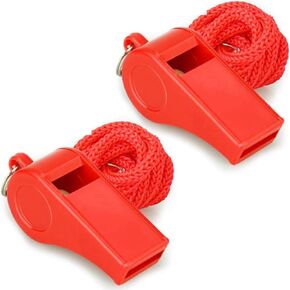 Whistle, Red Emergency Whistle with Lanyard, 2PCS Super Loud Plastic Whistles Perfect for Self-Defense, Lifeguard and Emergencies
