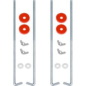 Ampper Battery Hold Down Clamp, Stainless Steel J Hook Battery Hold Down Bracket Bolts Kit with Adjustable Crossbar (2 Sets, Bolt Length 10.6 in)