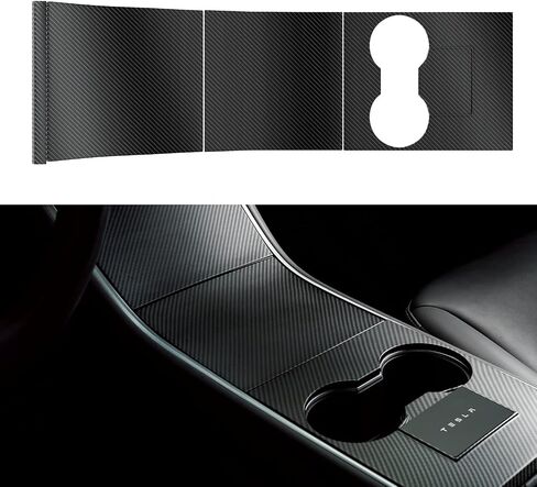 Nestour 2021 2022 2023 Tesla Model 3 Model Y طقم غطاء لف وحدة التحكم المركزية، نحيف للغاية، ملحقات حماية وحدة التحكم المركزية غير قابلة للإزالة، مادة ABS ممتازة (ألياف الكربون اللامعة) in Kuwait