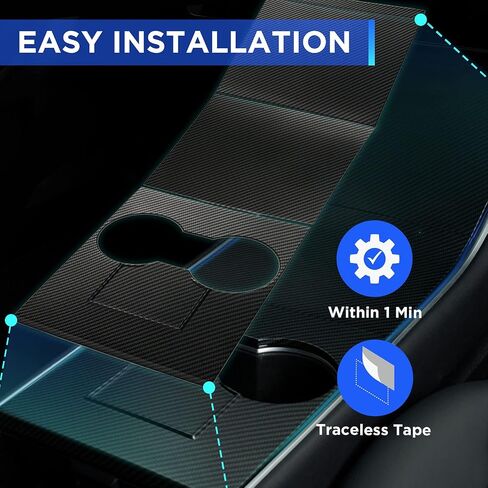 Nestour 2021 2022 2023 Tesla Model 3 Model Y طقم غطاء لف وحدة التحكم المركزية، نحيف للغاية، ملحقات حماية وحدة التحكم المركزية غير قابلة للإزالة، مادة ABS ممتازة (ألياف الكربون اللامعة) in Kuwait