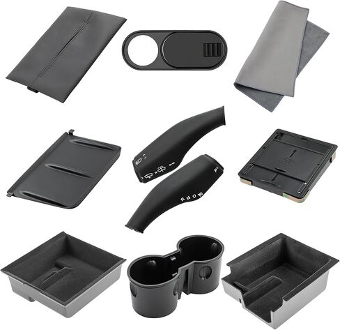 صينية تنظيم وحدة التحكم المركزية 10 قطع متوافقة مع الموديل Y Model 3 ملحقات 2021-2023 تشمل حامل الأكواب ومسند الذراع وصينية تخزين صندوق تخزين مخفي وغطاء كاميرا الويب وصندوق المناديل in Kuwait