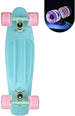 Cruiser Skateboard for Girls with LED Light Up Wheels Cool Completed Skate Board 22 inch for Kids Teens Beginners Standard Skateboard with Carrying Bag in Saudi Arabia