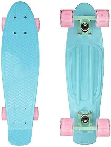 Cruiser Skateboard for Girls with LED Light Up Wheels Cool Completed Skate Board 22 inch for Kids Teens Beginners Standard Skateboard with Carrying Bag in Saudi Arabia