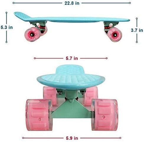 Cruiser Skateboard for Girls with LED Light Up Wheels Cool Completed Skate Board 22 inch for Kids Teens Beginners Standard Skateboard with Carrying Bag in Saudi Arabia