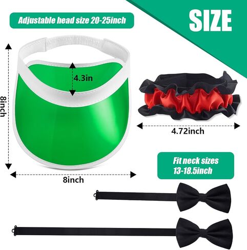 Hicarer 3 Pcs Casino Dealer Costume Includes Green Dealing Visor Bowtie and Dealer Armband Plastic Casino Style Hats Elastic Band Accessory Set for Las Vegas Game Nights in Saudi Arabia