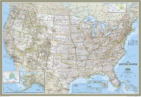 National Geographic United States Wall Map - Classic (Enlarged: 69.25 x 48 in) (National Geographic Reference Map) in Saudi Arabia