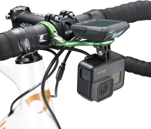 حامل كومبو أمامي للدراجة من أجل Garmin Edge Wahoo Elemnt&Bolt، مقود دراجة صغير من Bryton Rider Stages Dash Handlebar حامل كمبيوتر عالمي لـ Gopro، ضوء الدراجة (فضي أسود) in Saudi Arabia