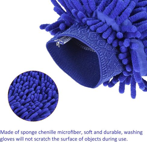 مجموعة 2 في 1 قفاز غسيل من الألياف الدقيقة من شانيل - قفازات مزدوجة الجانب قابلة لإعادة الاستخدام للتنظيف، خالية من الخدوش، تنطبق على تنظيف السيارة (9.84 × 6.69 بوصة، أزرق داكن أرجواني) in Kuwait