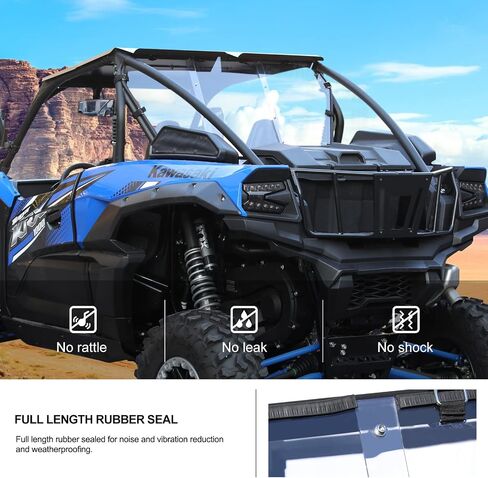 زجاج أمامي خلفي عالي التحمل من KIWI MASTER متوافق مع ملحقات Kawasaki Teryx KRX 1000 2020-2024 المقاومة للخدش in Kuwait