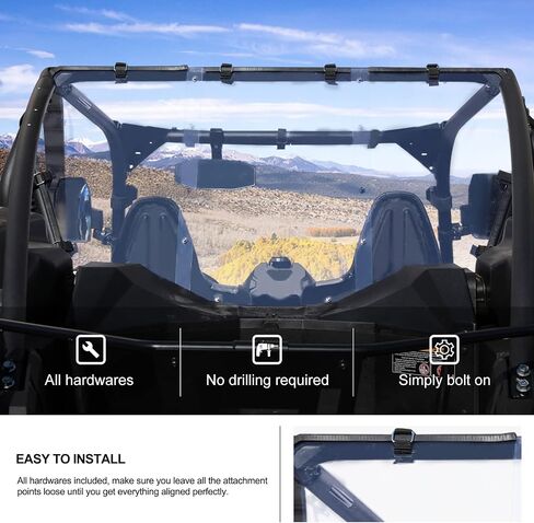 زجاج أمامي خلفي عالي التحمل من KIWI MASTER متوافق مع ملحقات Kawasaki Teryx KRX 1000 2020-2024 المقاومة للخدش in Kuwait