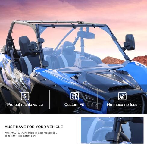 KIWI MASTER Heavy Duty Full Windshield Compatible with 2020-2024 Kawasaki Teryx KRX 1000 Accessories Scratch Resistant in Kuwait