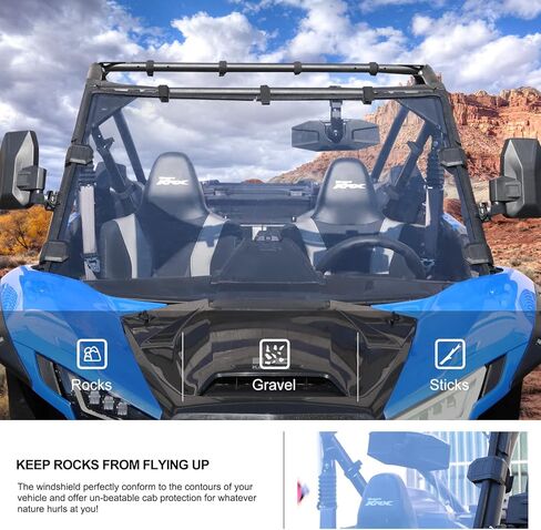 KIWI MASTER Heavy Duty Full Windshield Compatible with 2020-2024 Kawasaki Teryx KRX 1000 Accessories Scratch Resistant in Kuwait