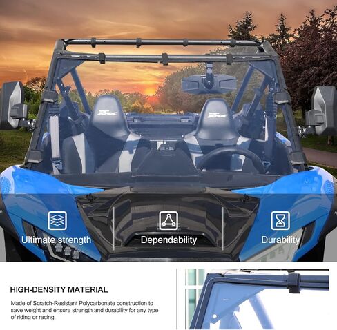 KIWI MASTER Heavy Duty Full Windshield Compatible with 2020-2024 Kawasaki Teryx KRX 1000 Accessories Scratch Resistant in Kuwait