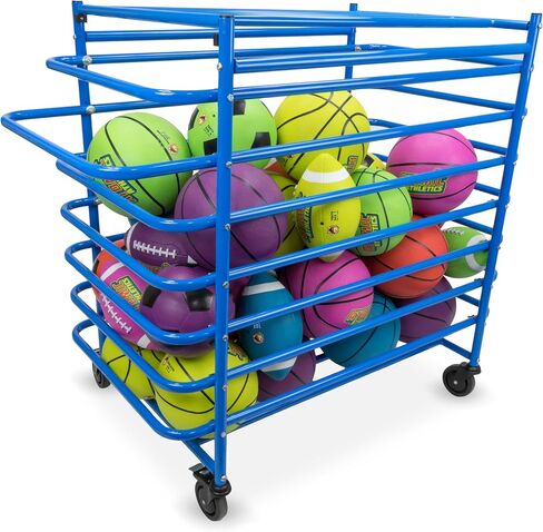 Crown Sporting Goods Metal Sports Ball Cage - Multi-Sport Steel Frame Ball Locker with Caster Wheels and Lock in Saudi Arabia
