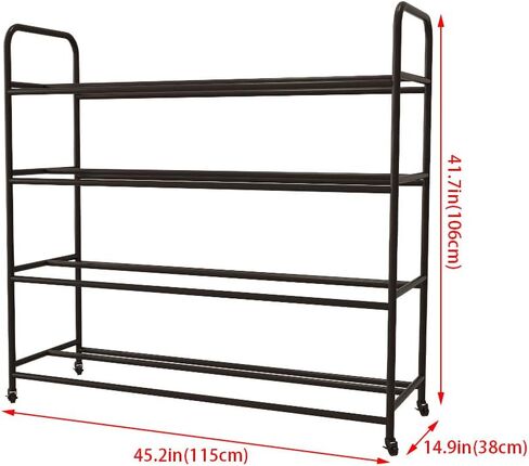 Basketball Racks for Balls with Wheels,Iron Basketball Display Stand Equipment,Ball Cart Ball Racks for Garage Ball Holder,Volleyball Sports Ball Storage Ball Organizer(Black,4-Tier,40 Balls) in Kuwait