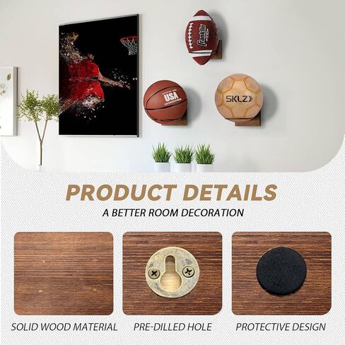 3 قطع حامل كرة السلة على الحائط، حامل الكرة، منظمة حامل الكرة، ديكور غرفة كرة السلة، حامل الكرة عرض تخزين لكرة السلة وكرة القدم وكرة القدم الطائرة وديكور غرفة الأولاد in Kuwait