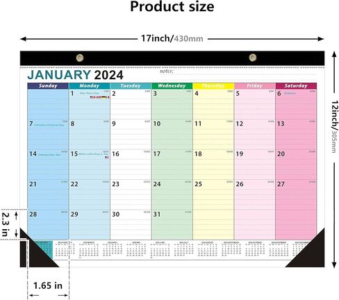 تقويم مكتب 2024-2025 (يناير 2024 - يونيو 2025) - 17 بوصة × 12 بوصة، يتضمن التخطيط الشهري والجدولة والعطلات، مثالي لتنظيم الجدران في المنزل والمدرسة والمكتب، وغطاء من البولي بروبيلين وقابل للتمزيق in Kuwait