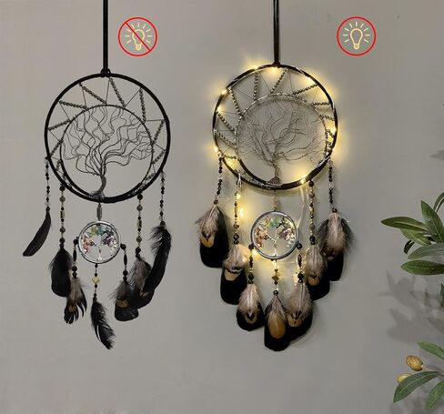 7 الشاكرات حلم الماسكات شجرة الحياة الأسود Dreamcatchers مع ريشة حبة اليدوية الجدار شنقا الحلي لغرفة النوم ديكور المنزل نعمة هدية حفل زفاف in Saudi Arabia