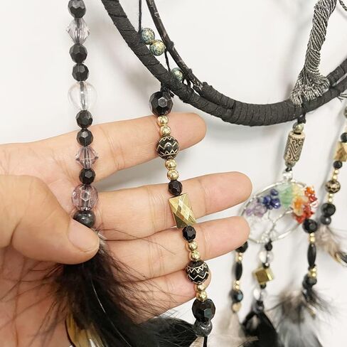 7 الشاكرات حلم الماسكات شجرة الحياة الأسود Dreamcatchers مع ريشة حبة اليدوية الجدار شنقا الحلي لغرفة النوم ديكور المنزل نعمة هدية حفل زفاف in Saudi Arabia
