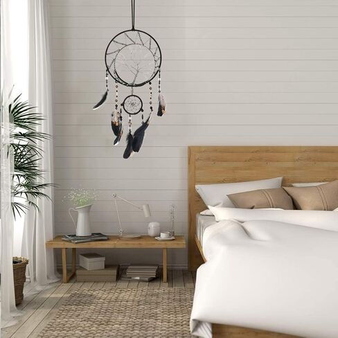 7 الشاكرات حلم الماسكات شجرة الحياة الأسود Dreamcatchers مع ريشة حبة اليدوية الجدار شنقا الحلي لغرفة النوم ديكور المنزل نعمة هدية حفل زفاف in Saudi Arabia